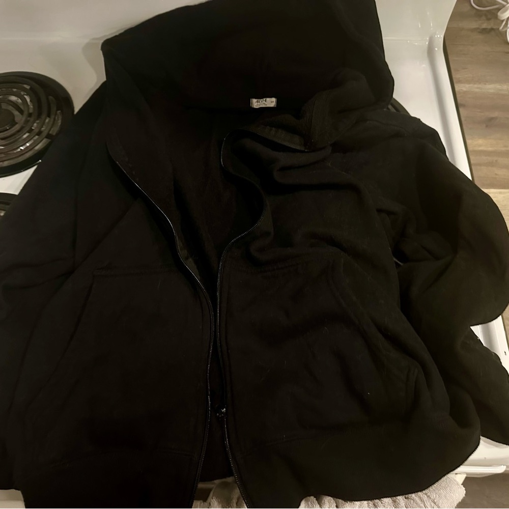 Ardene Basic Black Zip Up Hooded Sweatshirt